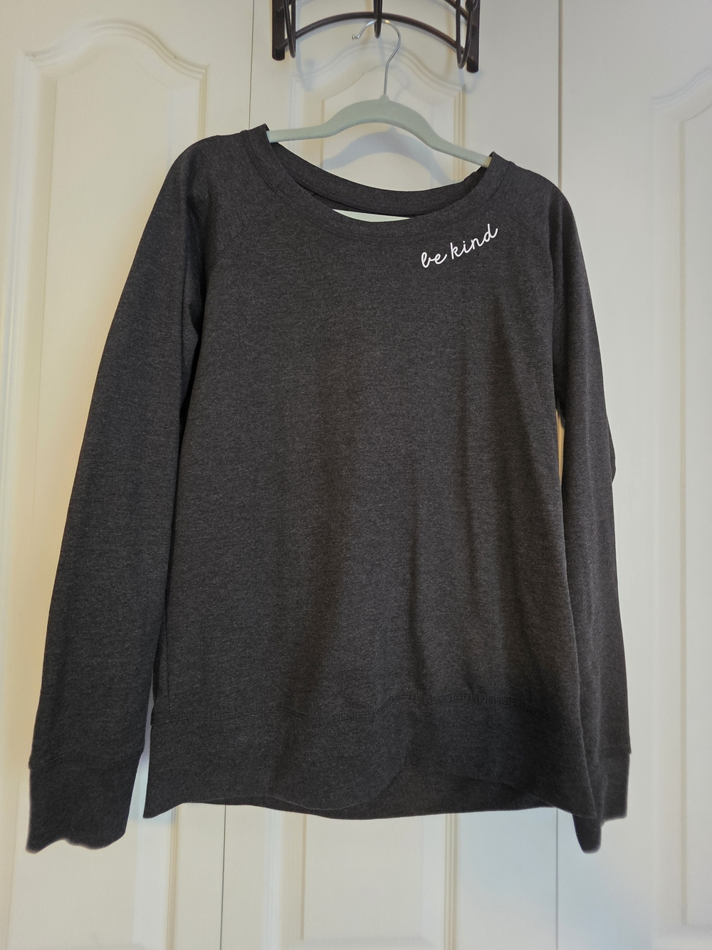 Be Kind Long-Sleeve Kids Top - Charcoal